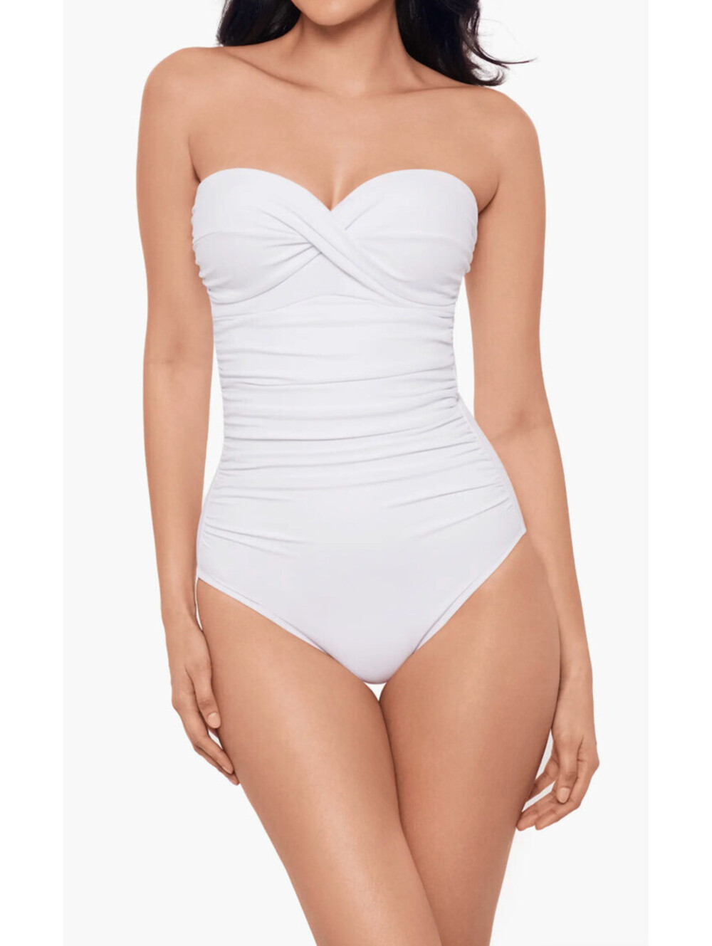 MIRACLESUIT white Rock Solid Madrid wired bandeau one-piece swimsuit sz 16 NWT 1